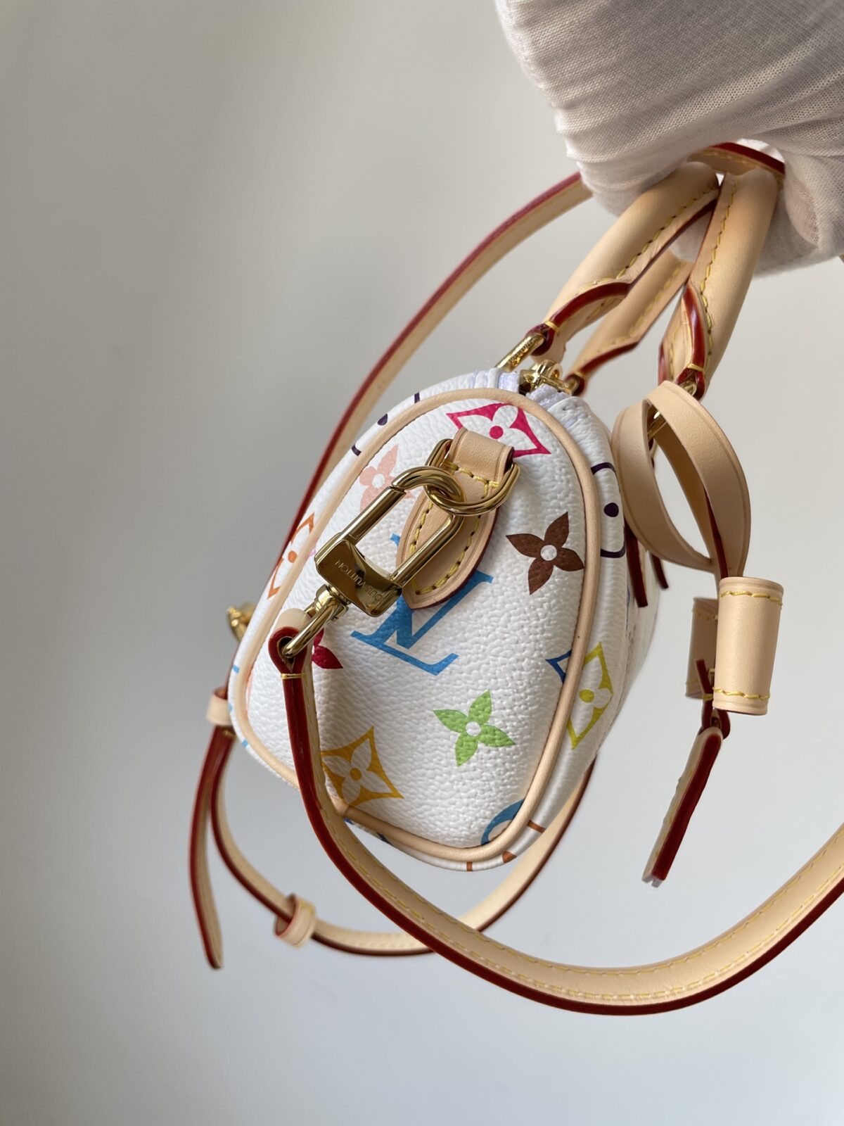Louis Vuitton x Takashi Murakami Nano Speedy White Multicolor - Image 5