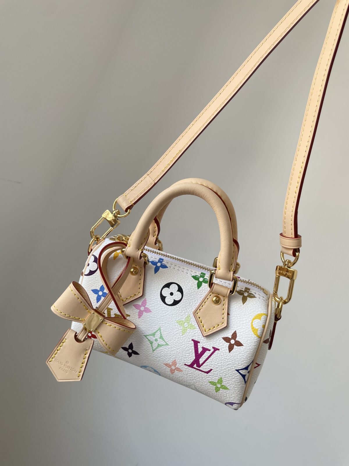 Louis Vuitton x Takashi Murakami Nano Speedy White Multicolor - Image 6