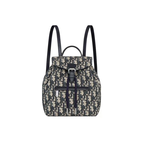 Dior Kids Oblique Beige and Blue Canvas Backpack