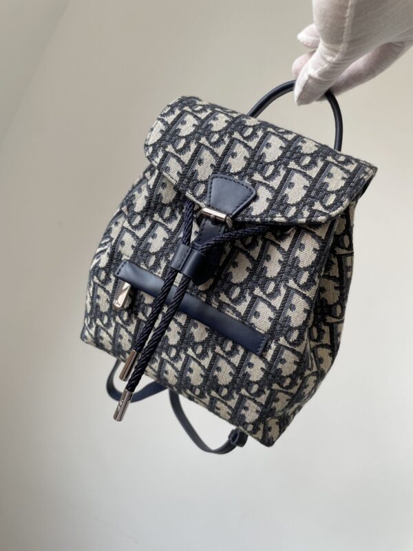 Dior Kids Oblique Beige and Blue Canvas Backpack - Image 2