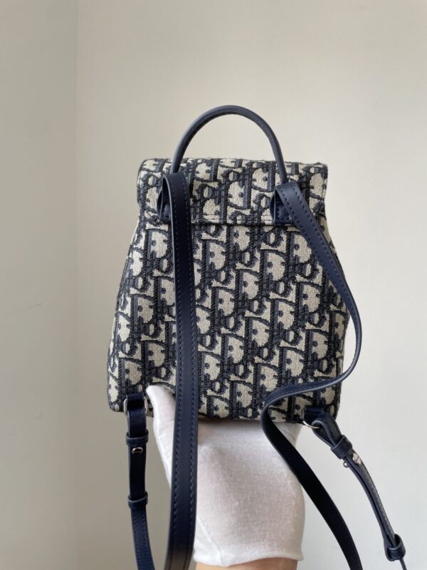 Dior Kids Oblique Beige and Blue Canvas Backpack - Image 6