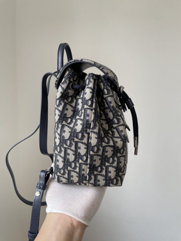 Dior Kids Oblique Beige and Blue Canvas Backpack - Image 8