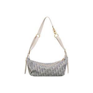 Dior D-Journey Small Blue Calfskin and Canvas Handbag