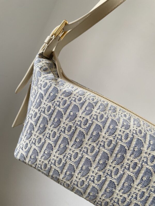 Dior D-Journey Small Blue Calfskin and Canvas Handbag - Image 4