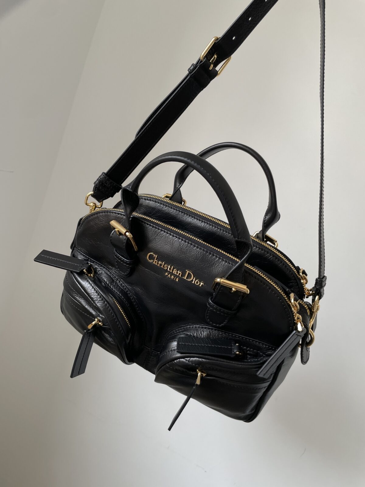Dior Grand Tour Small Black Calfskin Bowling Bag - Image 2
