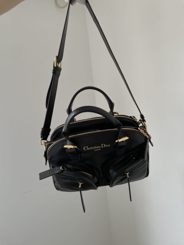 Dior Grand Tour Small Black Calfskin Bowling Bag - Image 3