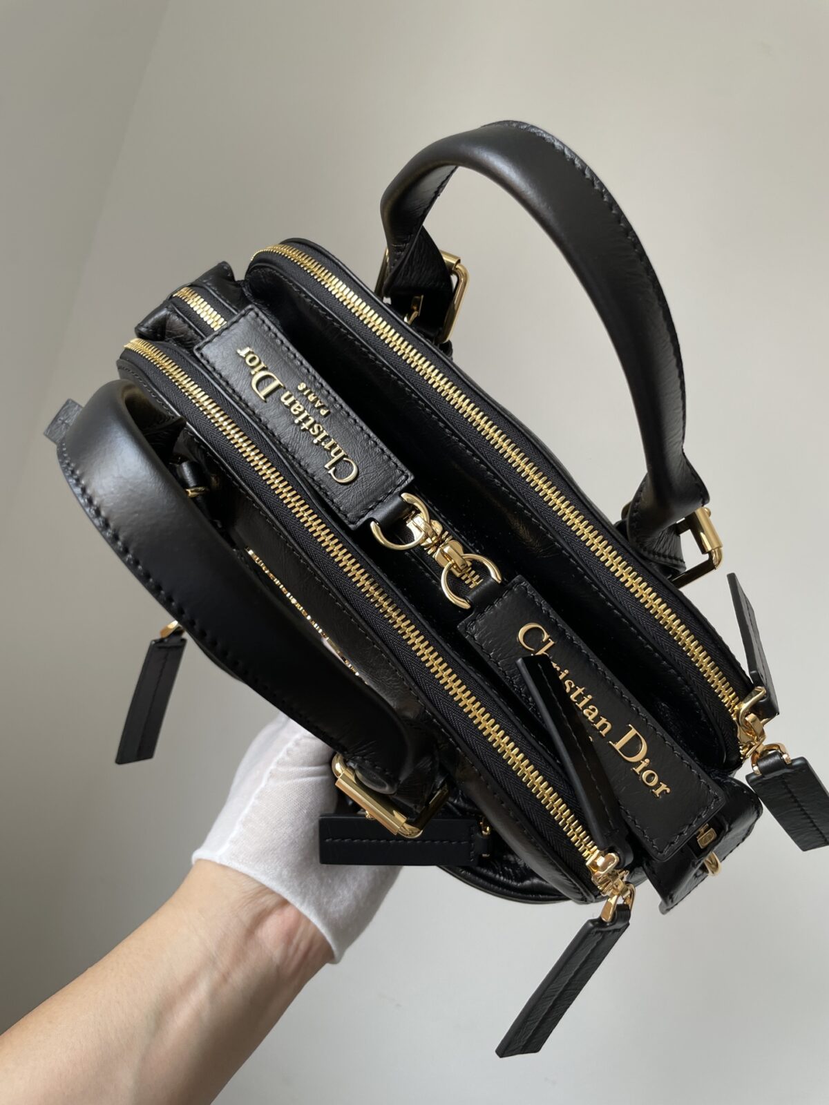 Dior Grand Tour Small Black Calfskin Bowling Bag - Image 4