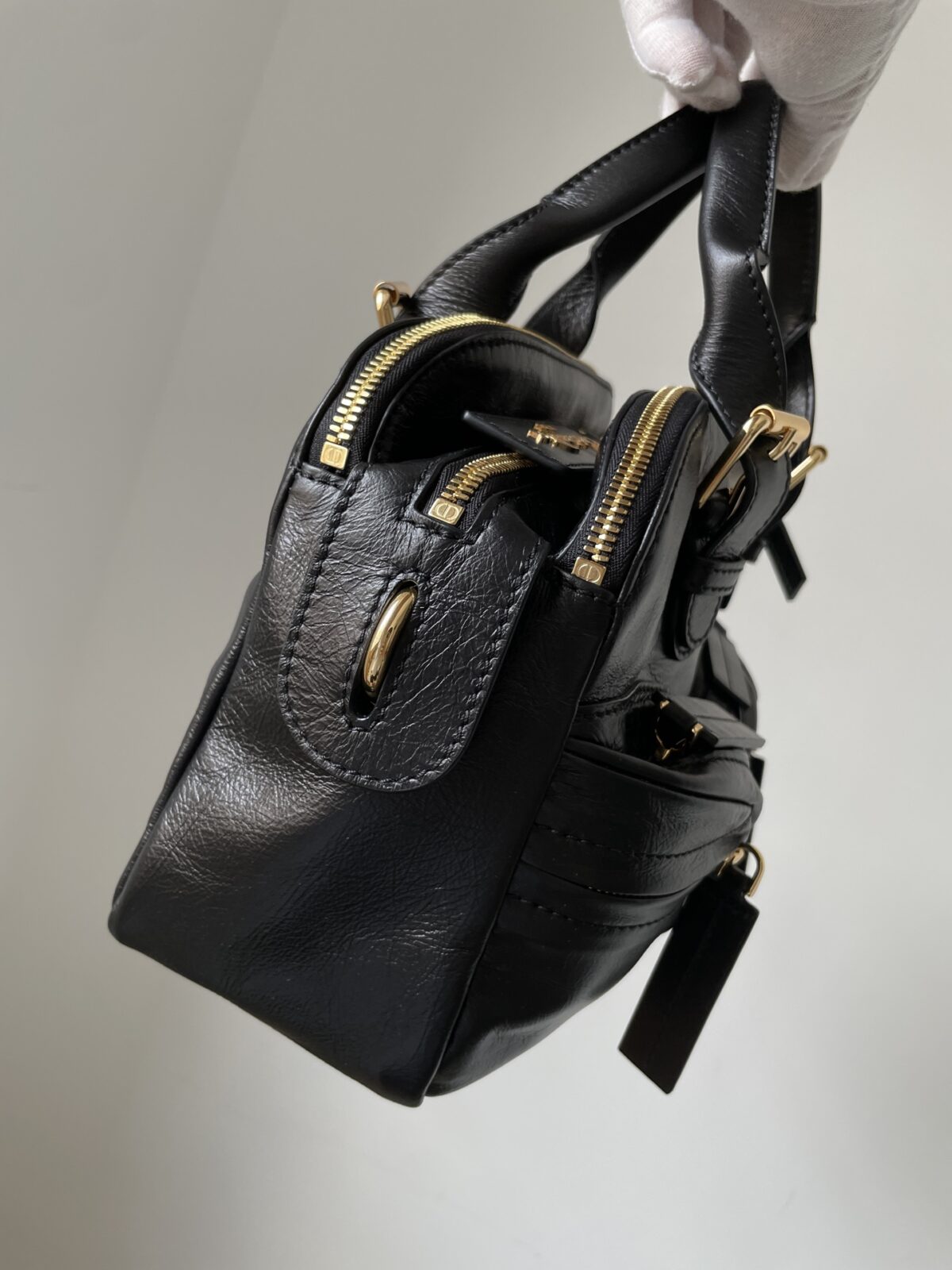 Dior Grand Tour Small Black Calfskin Bowling Bag - Image 6