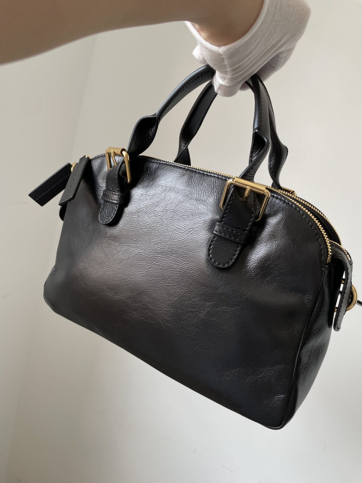 Dior Grand Tour Small Black Calfskin Bowling Bag - Image 8