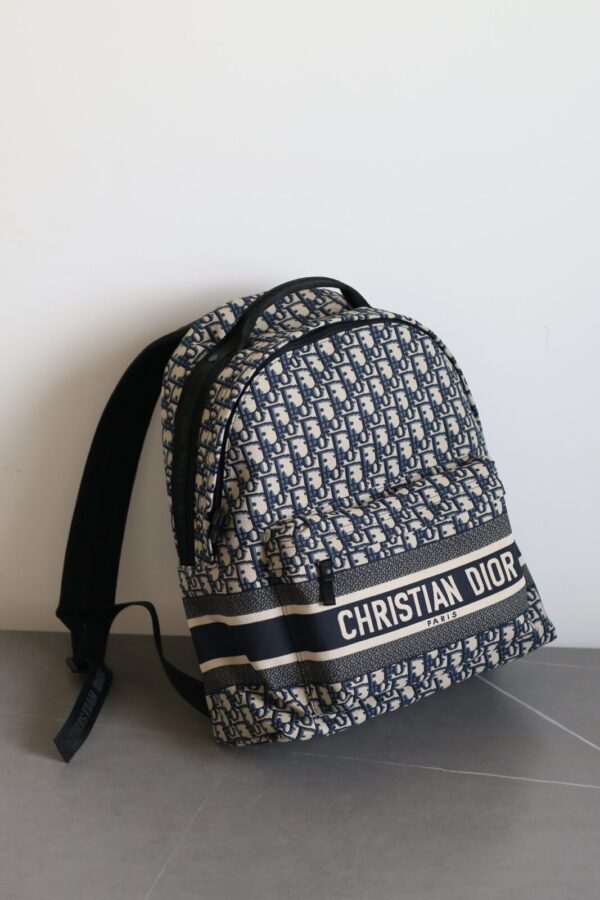 Dior Travel Oblique Blue Technical Fabric Backpack - Image 3