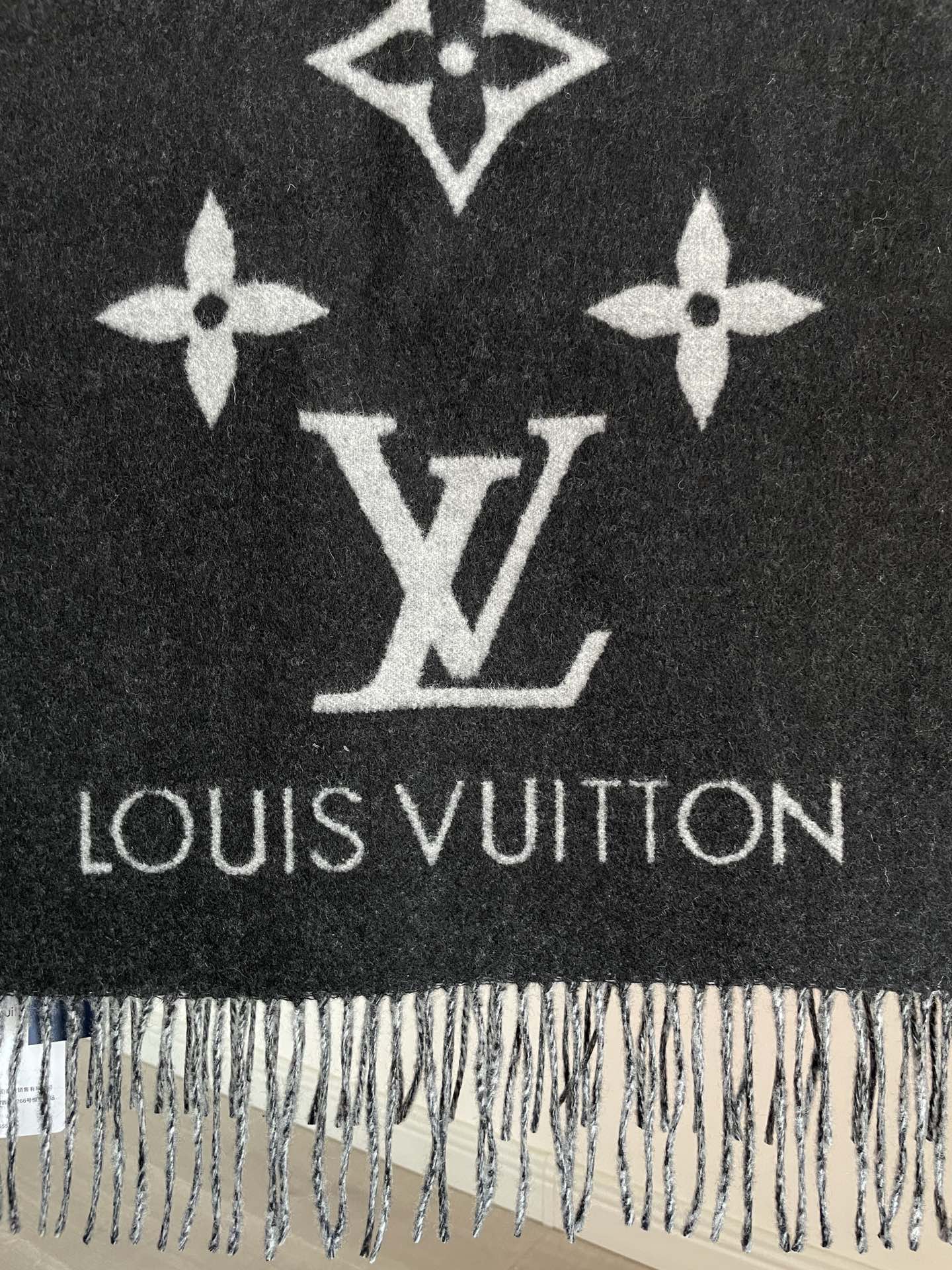 Louis Vuitton Reykjavik Double-Sided Cashmere Tassel Scarf Grey-Black - Image 6