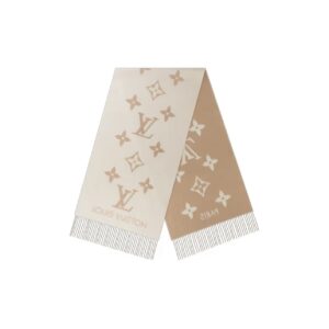Louis Vuitton Jacquard Woven Cashmere Tassel Scarf Milk Tea