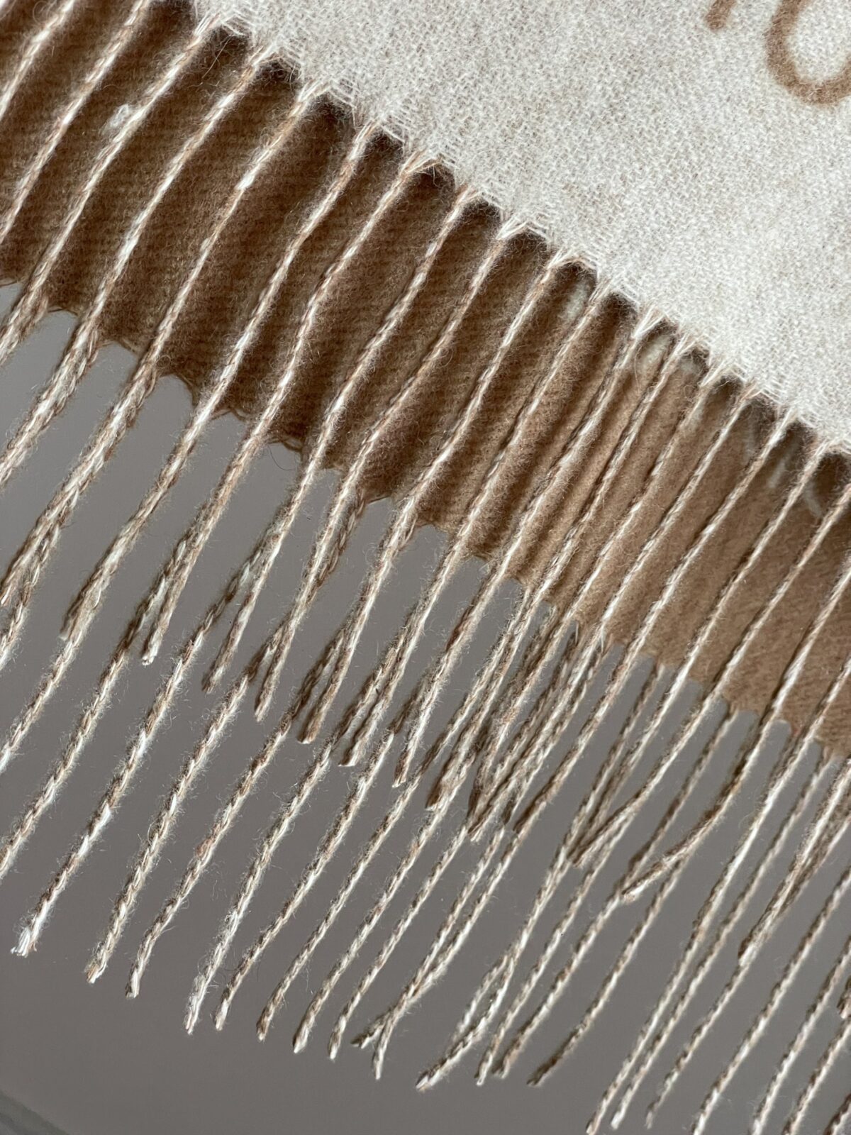 Louis Vuitton Jacquard Woven Cashmere Tassel Scarf Milk Tea - Image 10