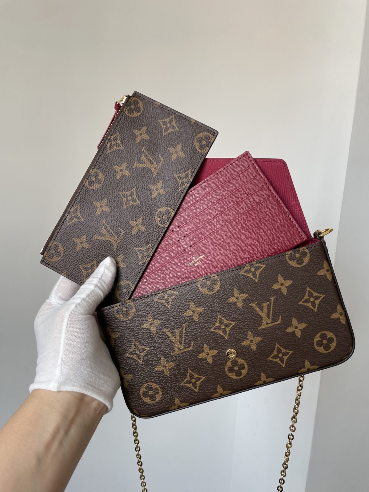 Louis Vuitton Pochette Félicie Monogram 3-in-1 Chain Bag Brown - Image 12