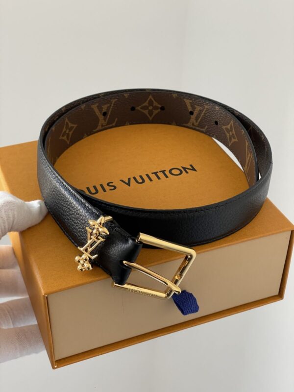 Louis Vuitton Logo Buckle Leather Belt Women Black - Image 10
