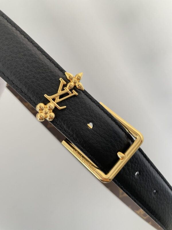 Louis Vuitton Logo Buckle Leather Belt Women Black - Image 4