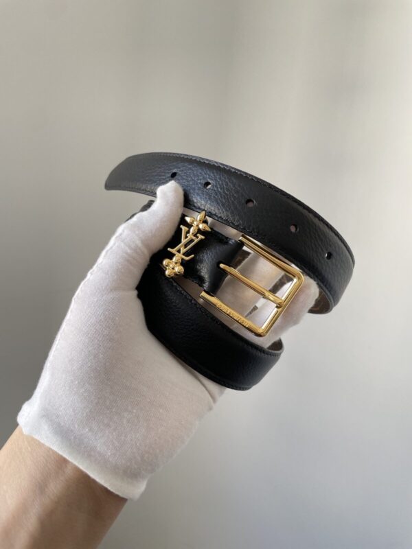 Louis Vuitton Logo Buckle Leather Belt Women Black - Image 9