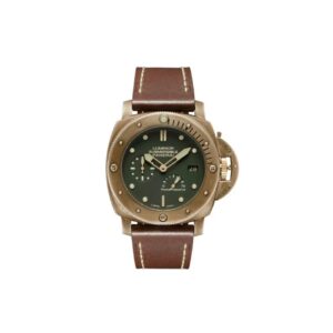Panerai Submersible Automatic 47mm Green Dial Bronze Case Leather Strap Men’s Watch