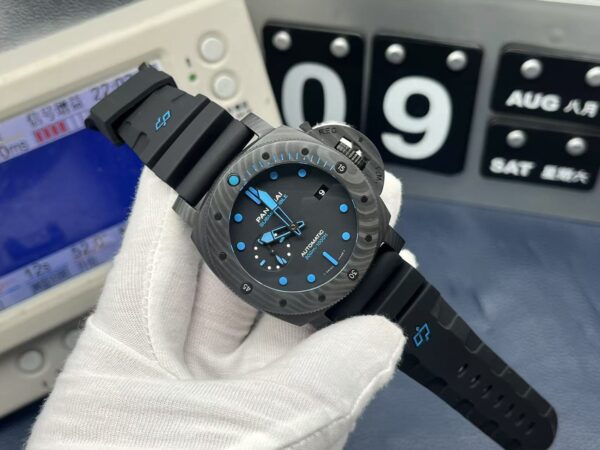Panerai Submersible Automatic 42mm Black Dial Carbotech Titanium Case Rubber Strap Men’s Watch - Image 2