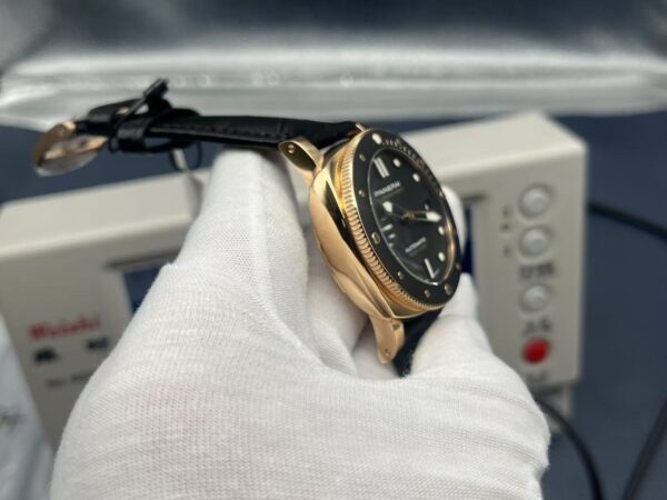 Panerai Submersible Automatic 42mm Black Dial Goldtech Case Alligator Strap Men’s Watch - Image 6