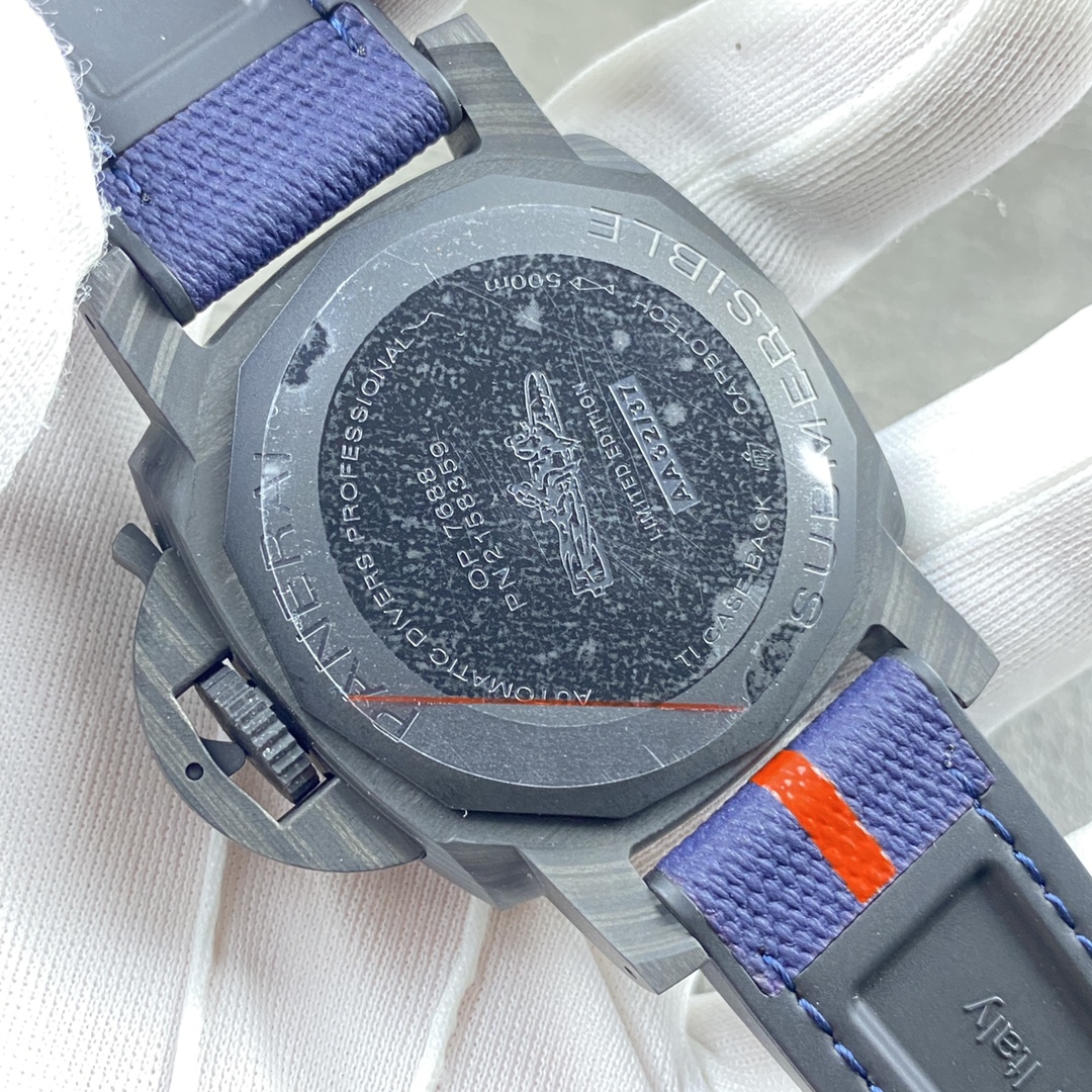 Panerai Submersible Automatic 42mm Blue Dial Carbon Fiber Case Rubber Strap Men’s Watch - Image 8