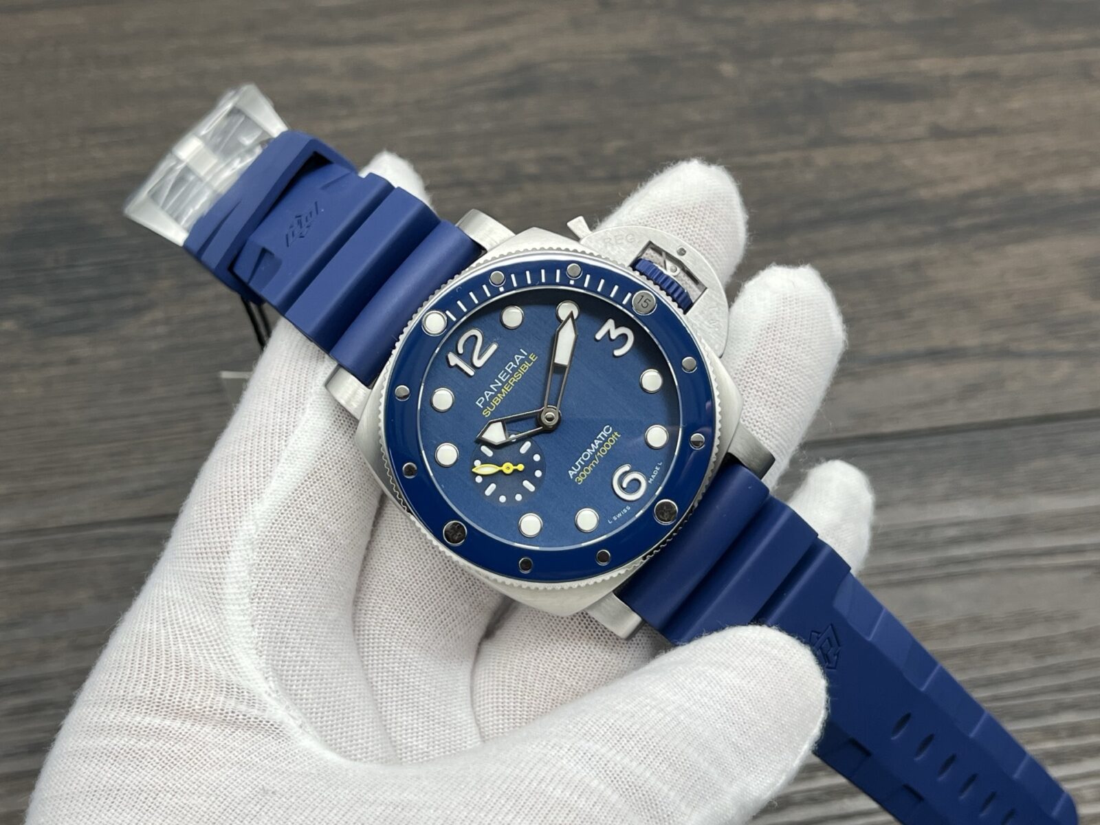 Panerai Submersible Automatic 44mm Blue Dial Stainless Steel Case Rubber Strap Men’s Watch - Image 2