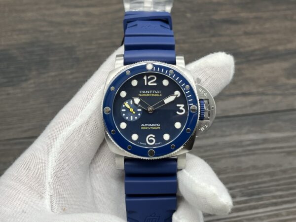 Panerai Submersible Automatic 44mm Blue Dial Stainless Steel Case Rubber Strap Men’s Watch - Image 3