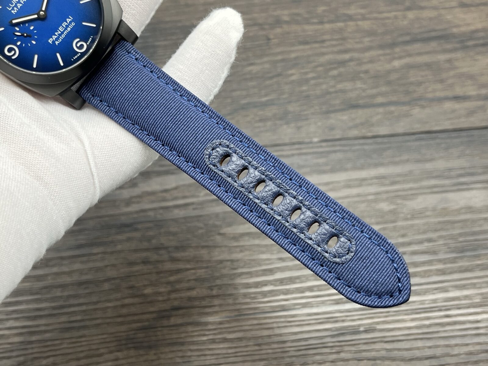 Panerai Luminor Marina Automatic 44mm Blue Dial Stainless Steel Case Recycled PET Strap Men’s Watch - Image 8