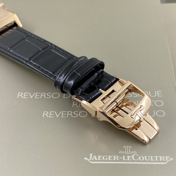 Jaeger-LeCoultre Reverso Manual-Winding Black Dial 18K Rose Gold Case Canvas Leather Strap Men’s Watch 27.4mm - Image 9