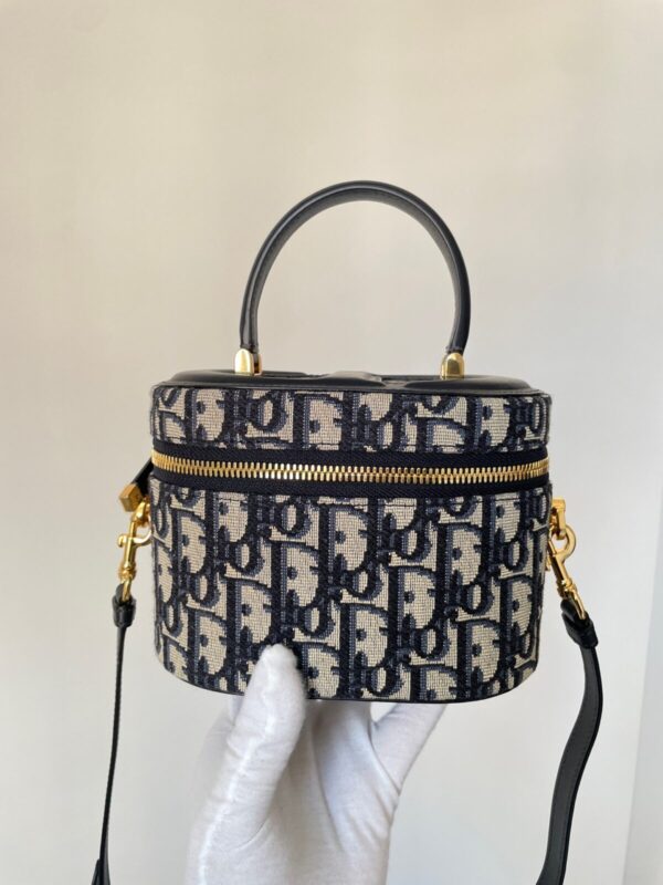 Dior CD Signature Vanity Small Blue Oblique Canvas Bag - Image 3