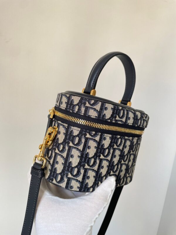 Dior CD Signature Vanity Small Blue Oblique Canvas Bag - Image 5