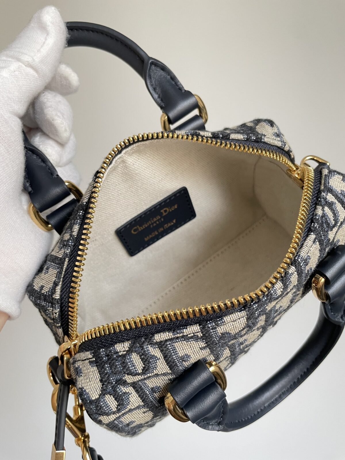 Dior Groove 16 Nano Blue and Black Oblique Boston Bag - Image 11
