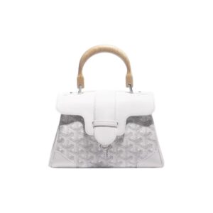 Goyard Saigon Mini Top Handle Bag with Y Pattern Canvas, Beech Wood, and Calfskin Leather – Women