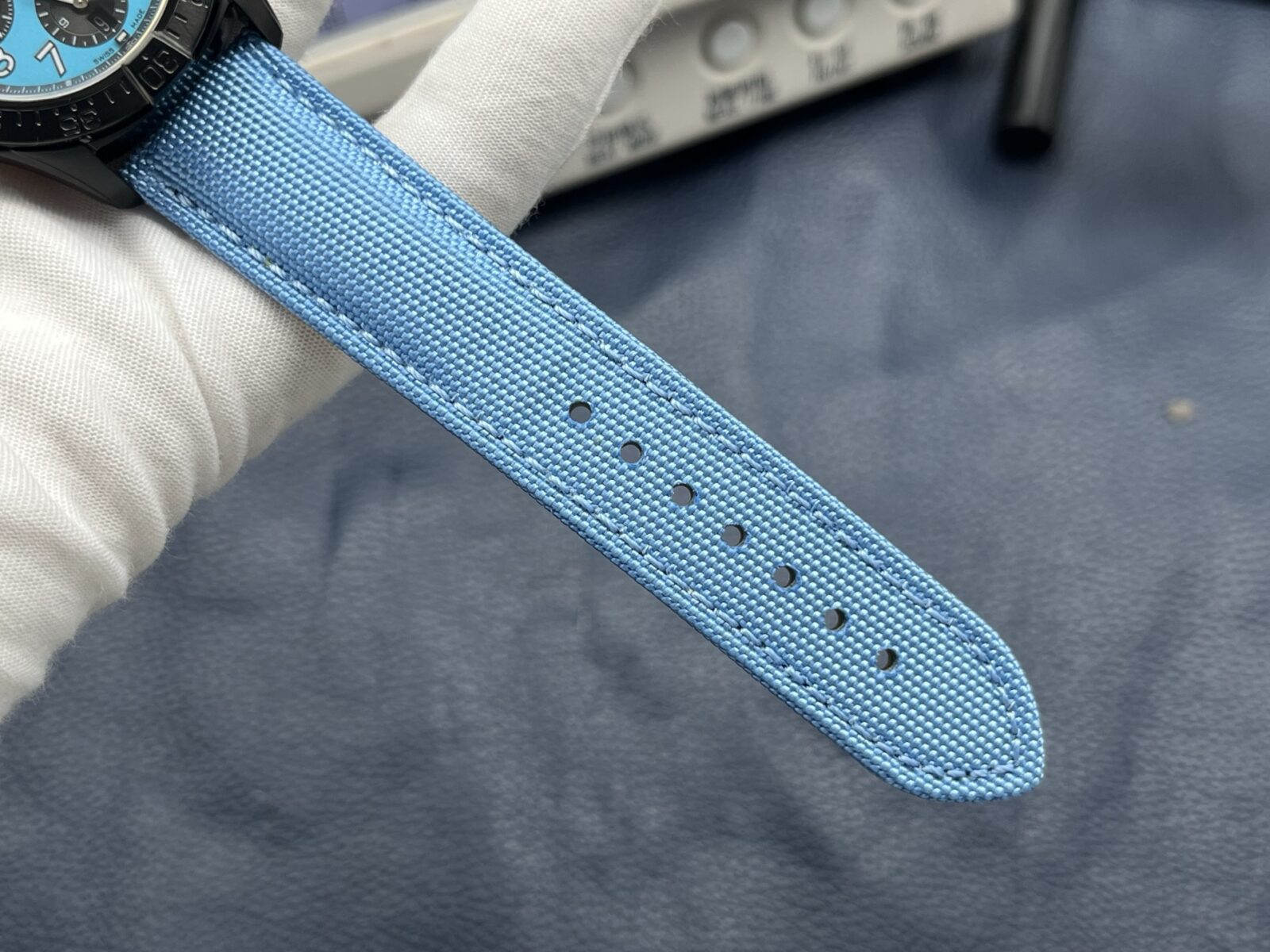 Breitling Avenger Automatic Chronograph Men’s Watch 42mm Blue Dial Ceramic Case with Calf Leather Strap - Image 9
