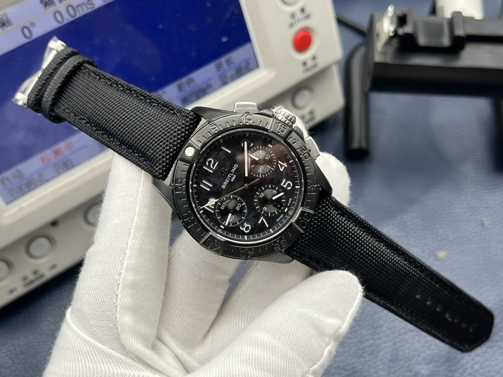 Breitling Avenger Automatic Chronograph Men’s Watch 44mm Black Dial Ceramic Case with Leather Strap - Image 2