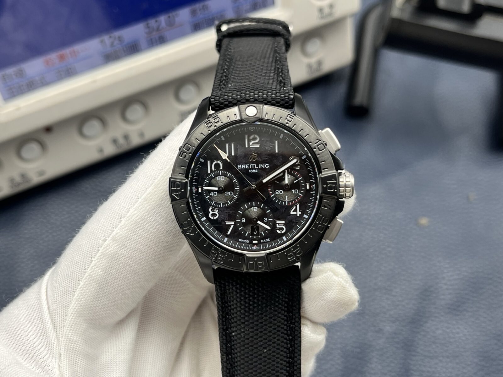 Breitling Avenger Automatic Chronograph Men’s Watch 44mm Black Dial Ceramic Case with Leather Strap - Image 3