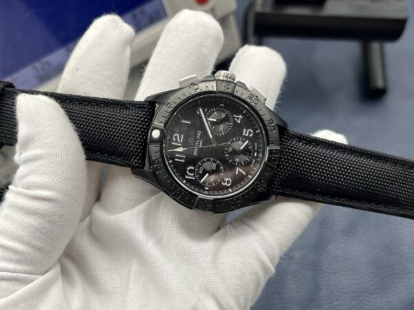 Breitling Avenger Automatic Chronograph Men’s Watch 44mm Black Dial Ceramic Case with Leather Strap - Image 5