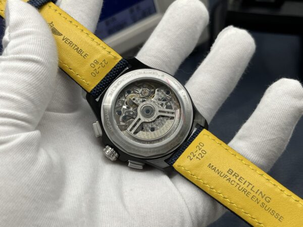 Breitling Avenger Automatic Chronograph Men’s Watch 44mm Blue Dial Ceramic Case with Calf Leather Strap - Image 8