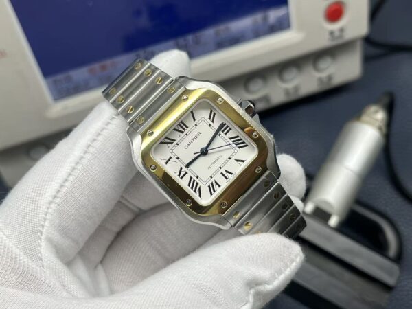 Cartier Santos de Cartier Series Automatic Mechanical Women’s Watch 35.1×8.83mm White Dial Stainless Steel Case and Bracelet - Image 2