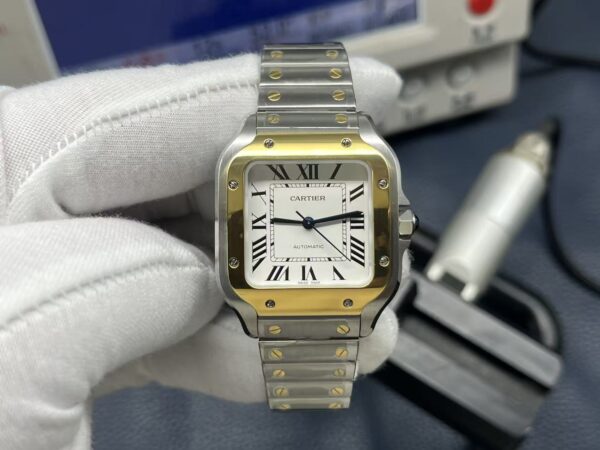 Cartier Santos de Cartier Series Automatic Mechanical Women’s Watch 35.1×8.83mm White Dial Stainless Steel Case and Bracelet - Image 3