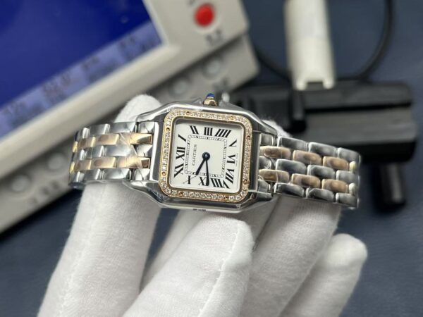 Cartier Panthère de Cartier Series Quartz Women’s Watch 29×37mm White Dial Stainless Steel and 18K Rose Gold Case - Image 5