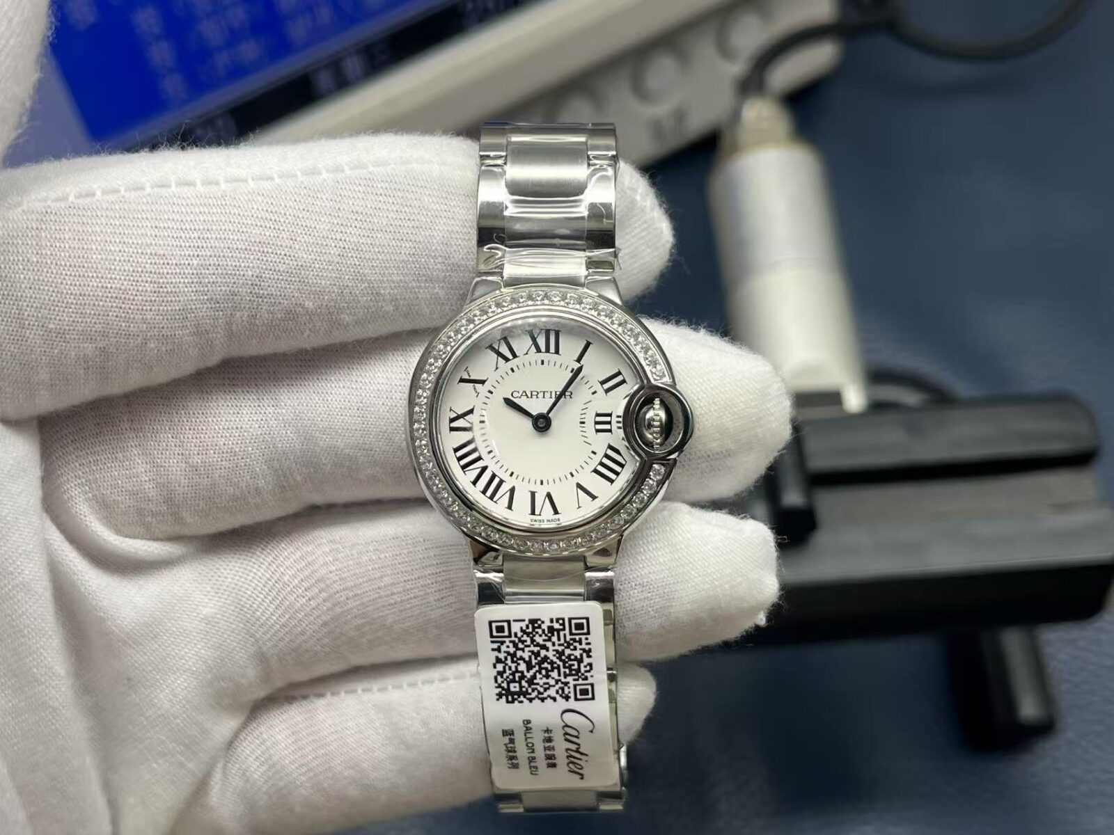Cartier Ballon Bleu Series Quartz Women’s Watch 28mm Silver Dial 18K White Gold Case and Bracelet - Image 3