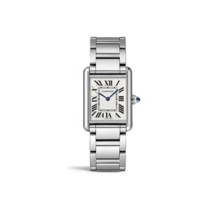 Cartier Tank Series Quartz Unisex Watch 25.5mm x 33.7mm White Dial Stainless Steel Case and Bracelet