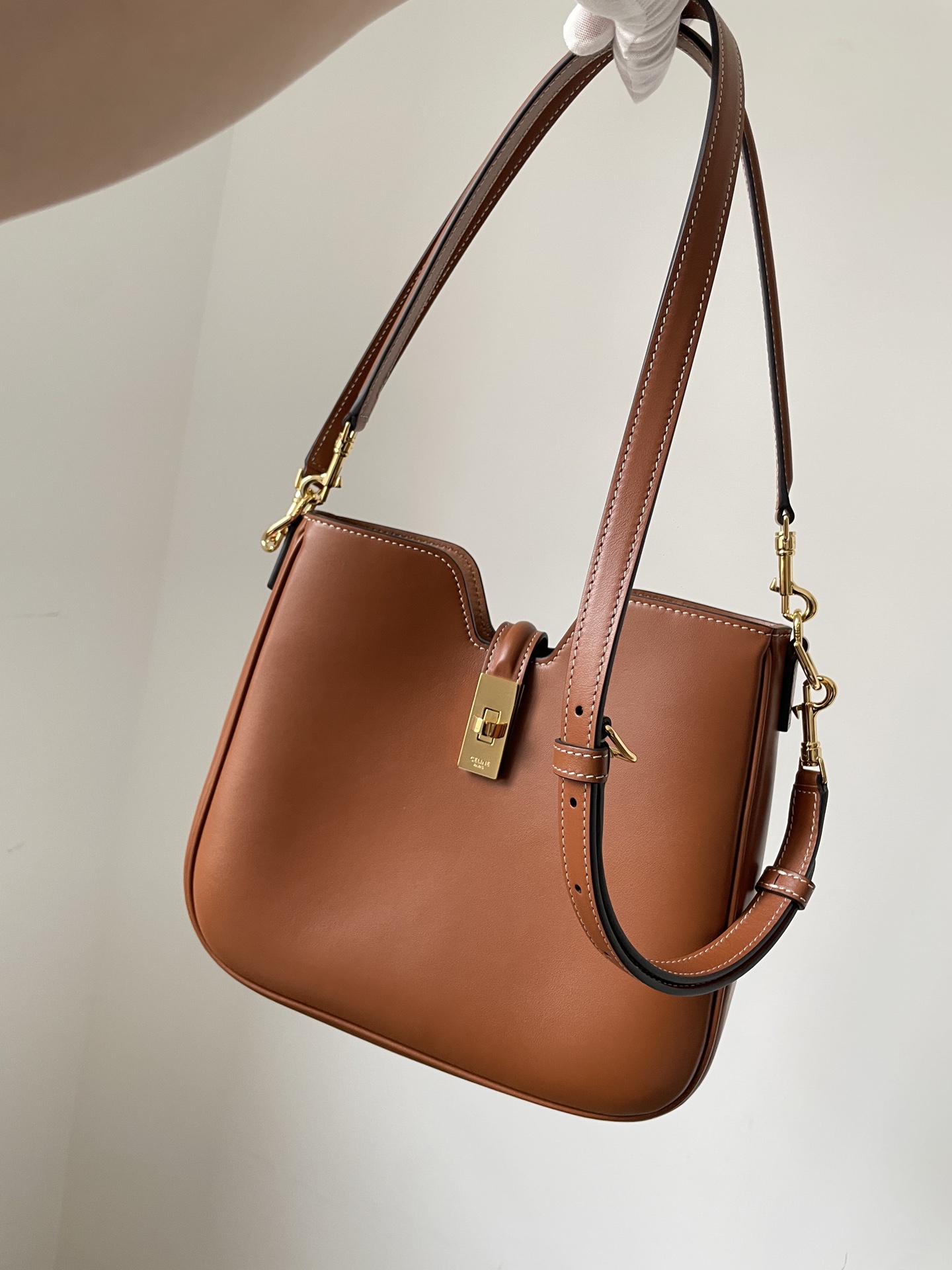 CELINE Camille 16 Soft Small Bag Calfskin Leather Adjustable Strap Women Brown - Image 2