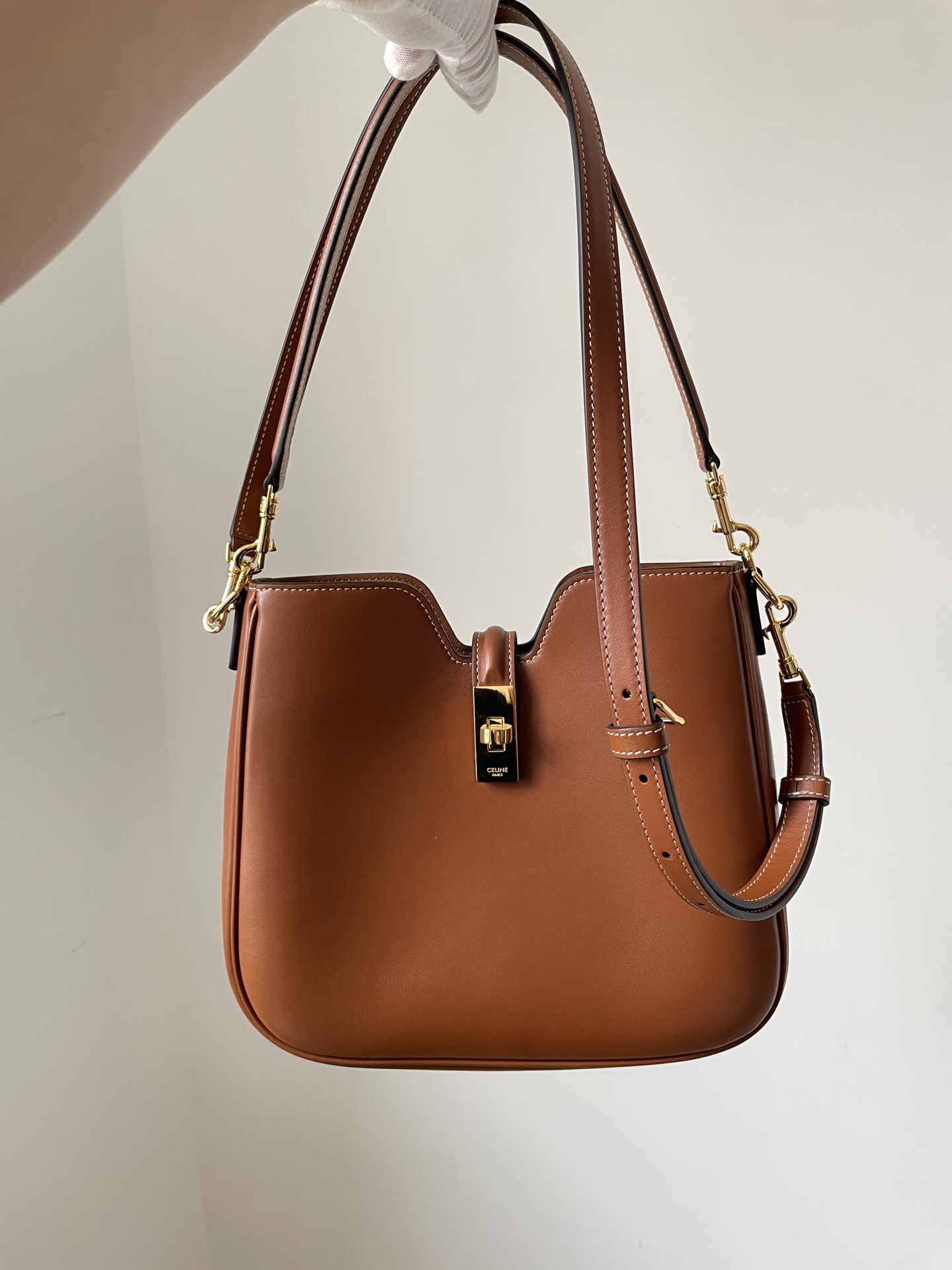 CELINE Camille 16 Soft Small Bag Calfskin Leather Adjustable Strap Women Brown - Image 3