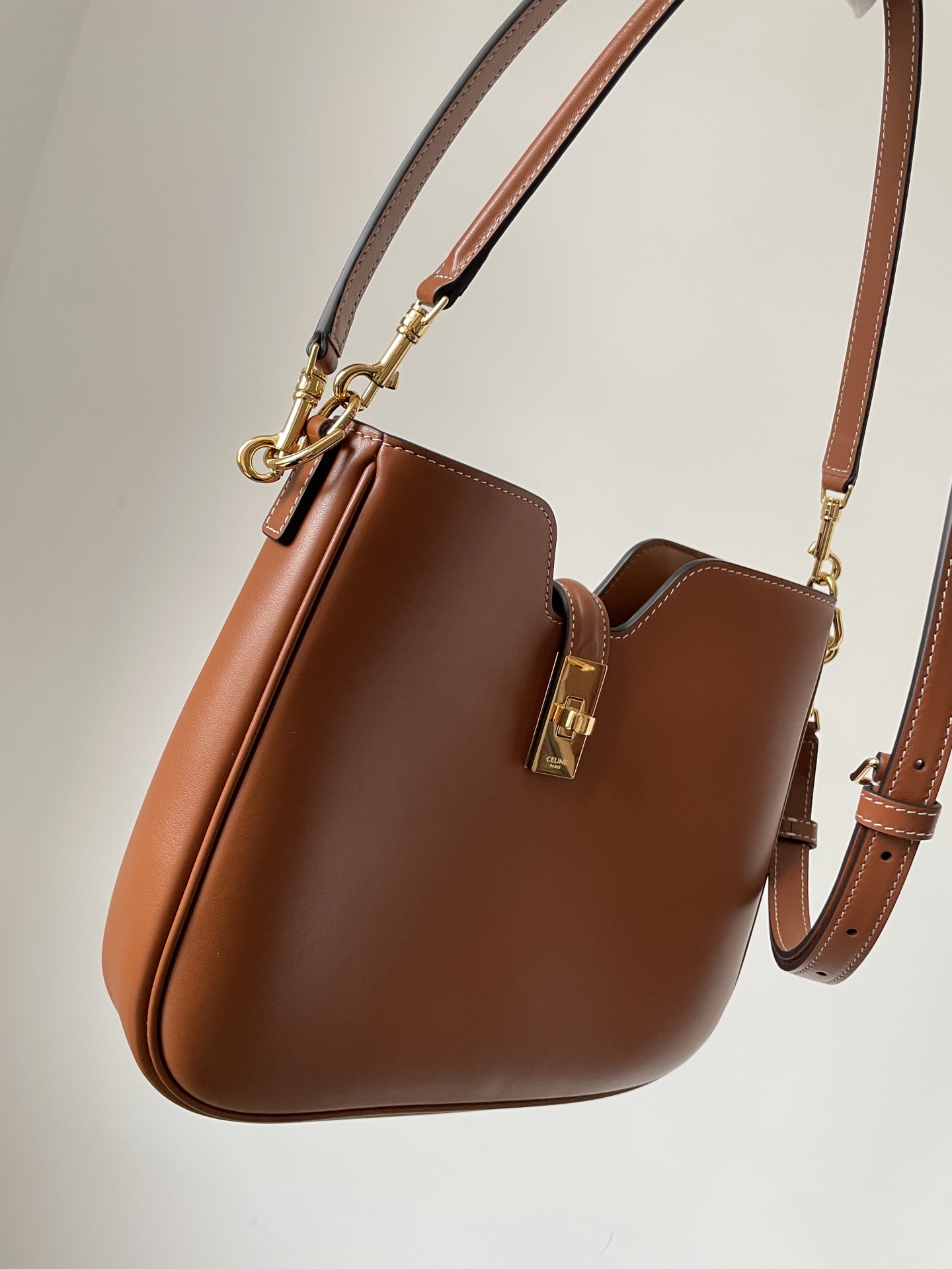 CELINE Camille 16 Soft Small Bag Calfskin Leather Adjustable Strap Women Brown - Image 4