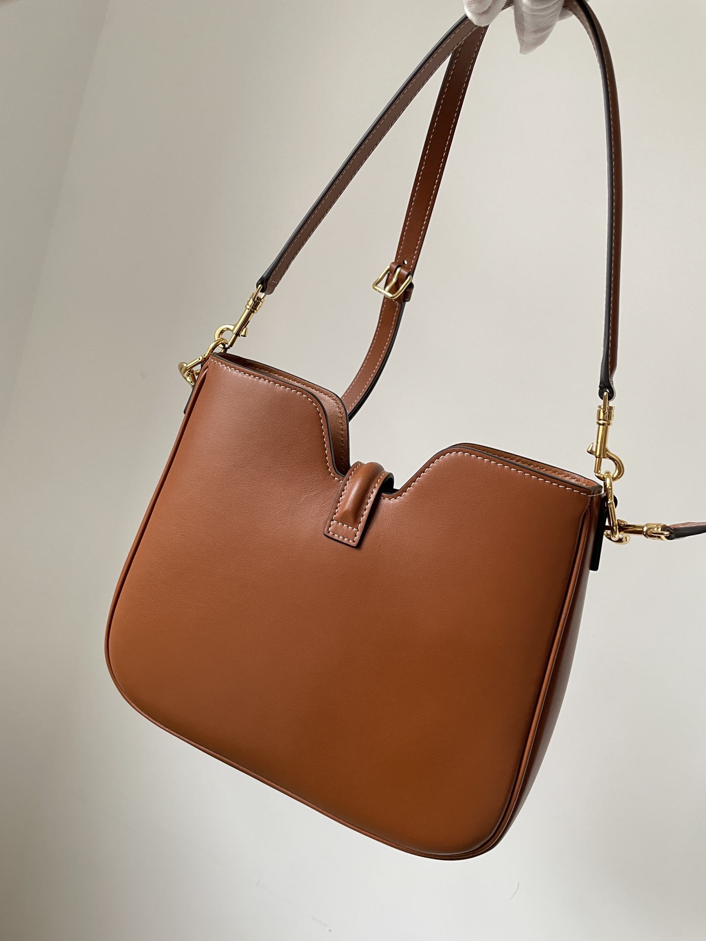 CELINE Camille 16 Soft Small Bag Calfskin Leather Adjustable Strap Women Brown - Image 5