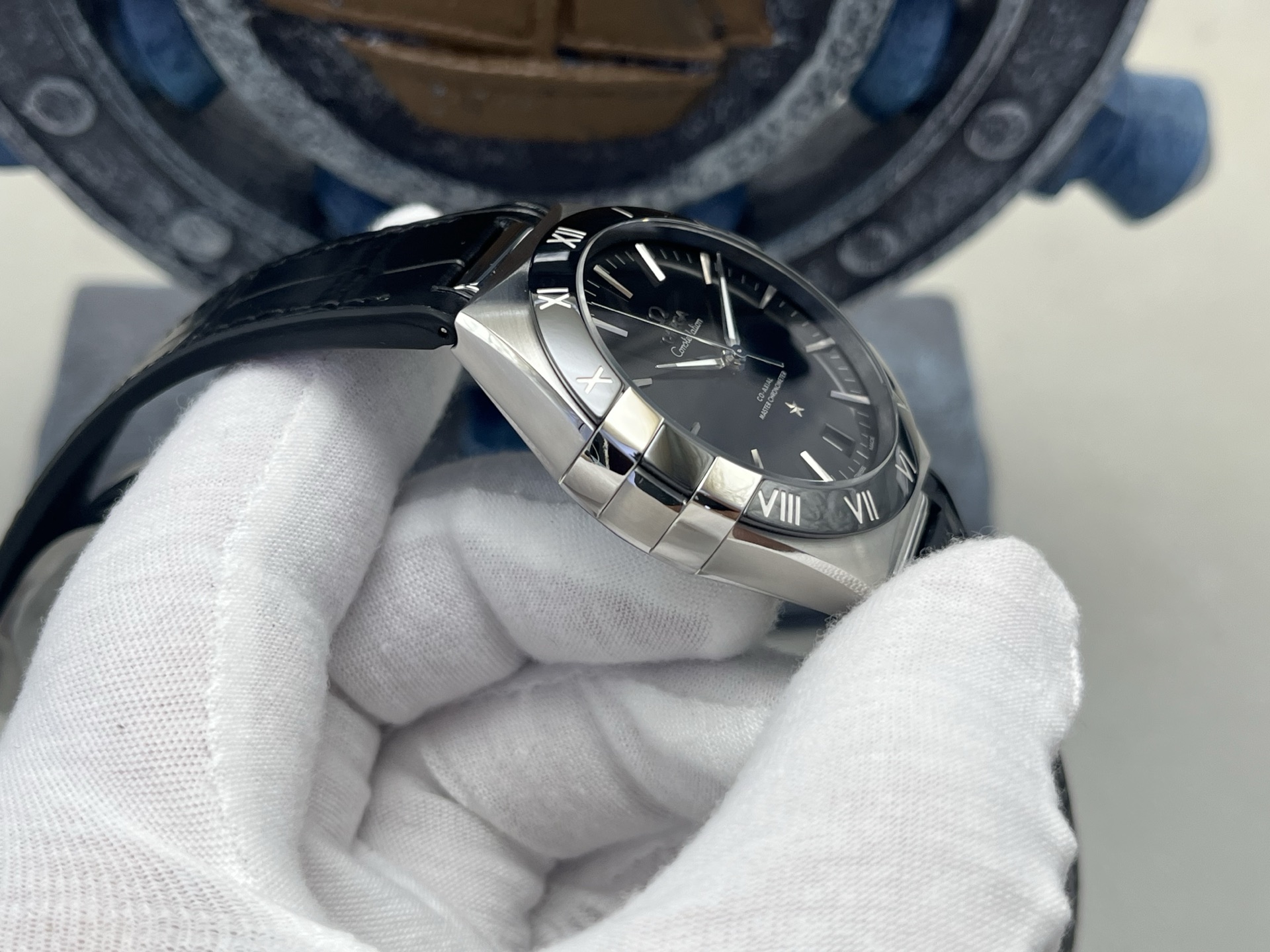 OMEGA Constellation 41mm Automatic Watch Black Dial Leather Strap - Image 5