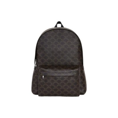 CELINE Triomphe Canvas Medium Backpack Double Zipper Men Black