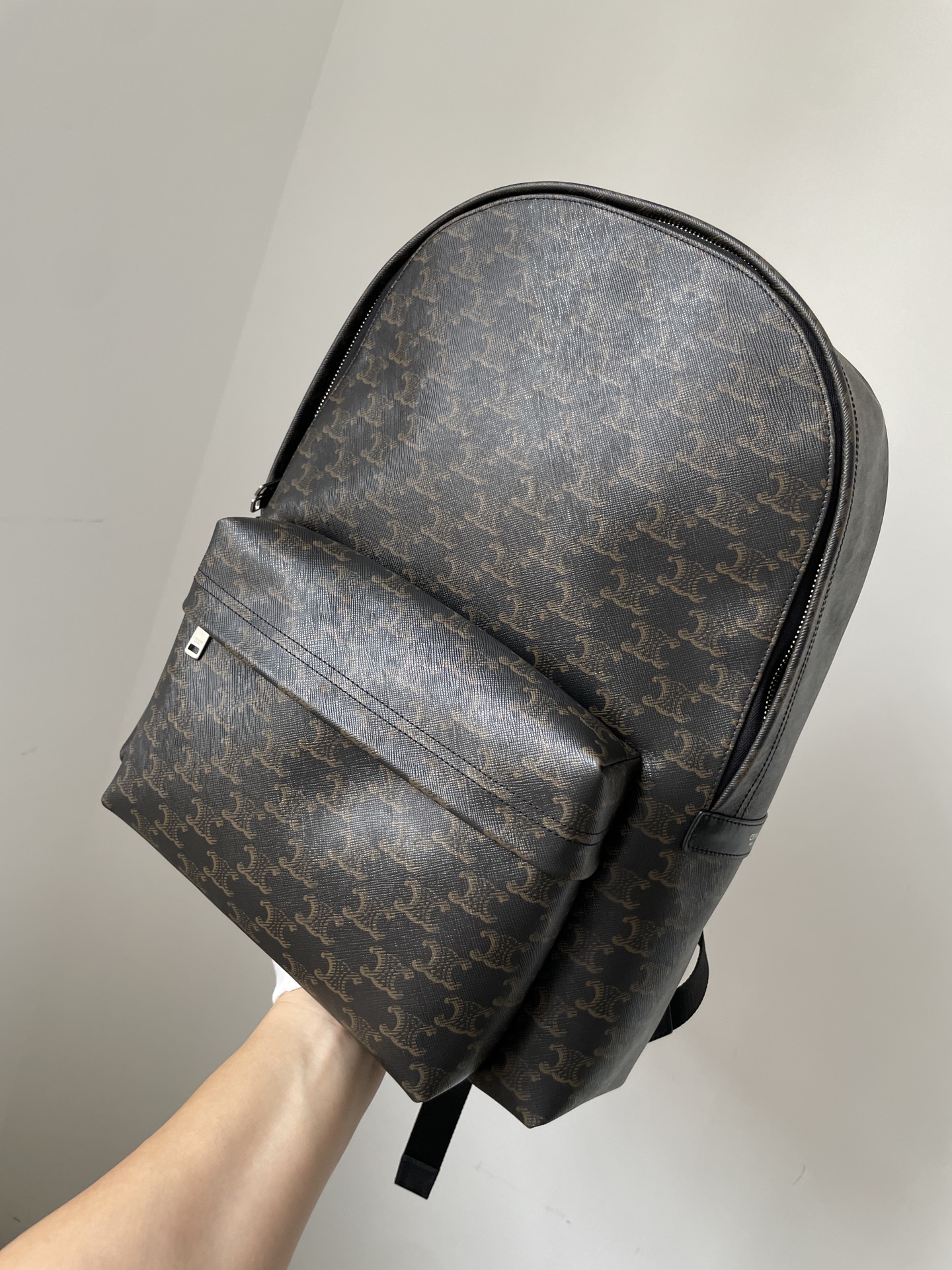 CELINE Triomphe Canvas Medium Backpack Double Zipper Men Black - Image 2